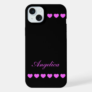 Angelica - Template For Your Own Name, Black Pink iPhone 15 Plus Case