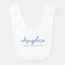 Angelica was born with wings baby bib