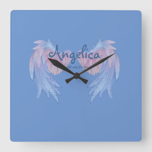 Angelica was born with wings from heaven square wa wall clock