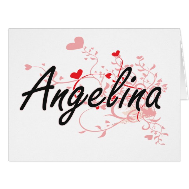 Angelina Artistic Name Design with Hearts (Front Horizontal)