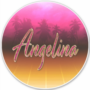 Angelina First name name pink sticker sticker