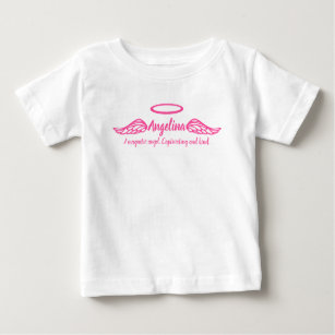 Angelina girls name & meaning angel wings pink baby T-Shirt