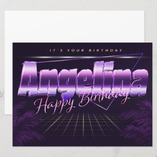 Angelina Name Vorname lila retro Karte Geburtstag Card