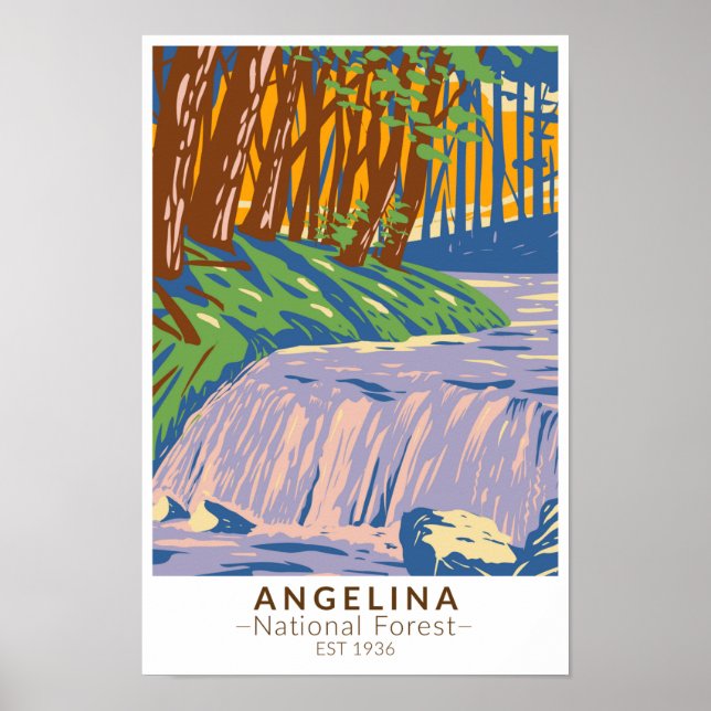 Angelina National Forest Boykin Creek Vintage Poster (Front)