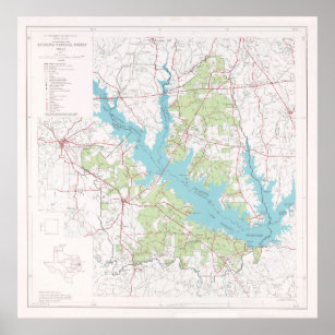 Angelina National Forest Map (1974) Poster