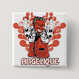 angelique black 15 cm square badge