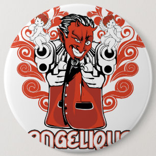 angelique black 6 cm round badge