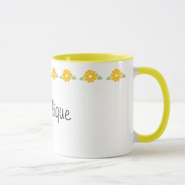 Angelique Name Yellow Flowers Mug (Right)