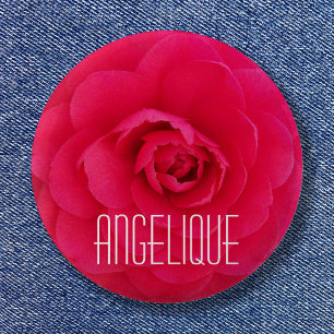 Angelique on a Pink Camellia 6 Cm Round Badge