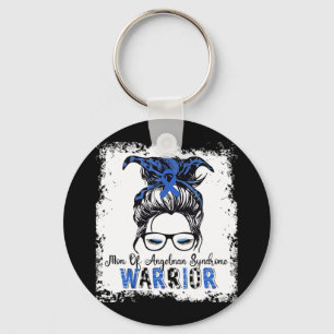 Angelman Syndrome Awareness Mum Warrior Blue Ribbo Key Ring