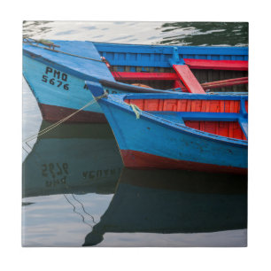 Angelmo harbour, fishing boats. ceramic tile