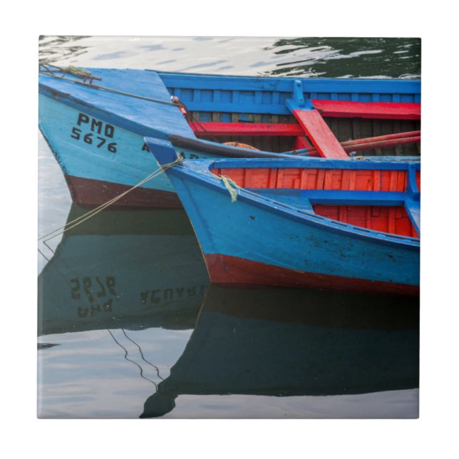 Angelmo harbour, fishing boats. ceramic tile (Front)