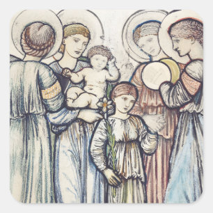 Angels and Children by Sir Edward Burne–Jones Square Sticker