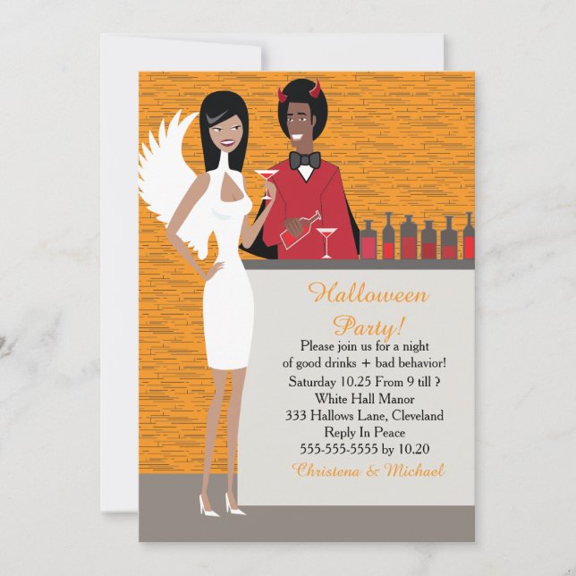 Angels And Devils Halloween Invitation (AA) (Front)