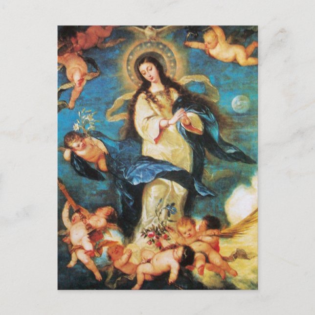 Angels and Immaculate Conception of Virgin  Holiday Postcard (Front)