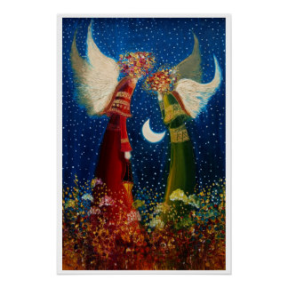 Angels and Moon Poster