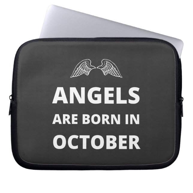 Angels are born in October Laptop Sleeve (Front)