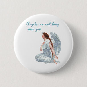 Angels are watching over you Christian Message 6 Cm Round Badge