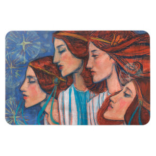 Angels Art Nouveau Ginger Auburn Red Hair Women Magnet