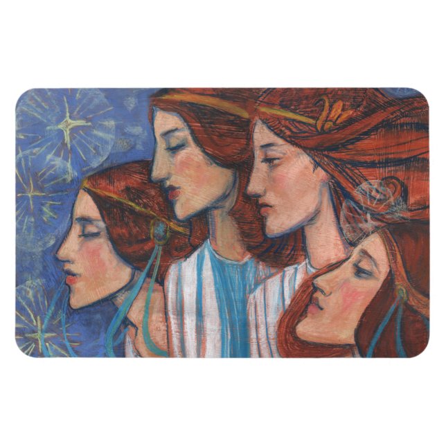 Angels Art Nouveau Ginger Auburn Red Hair Women Magnet (Horizontal)
