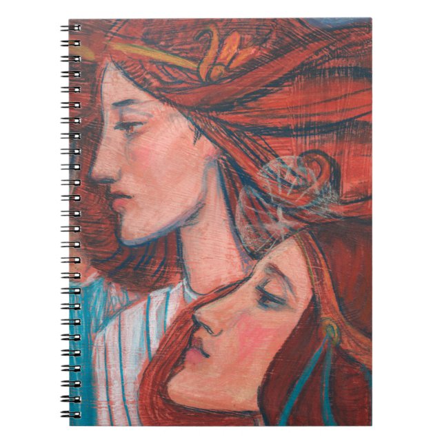 Angels Art Nouveau Ginger Auburn Red Hair Women Notebook (Front)
