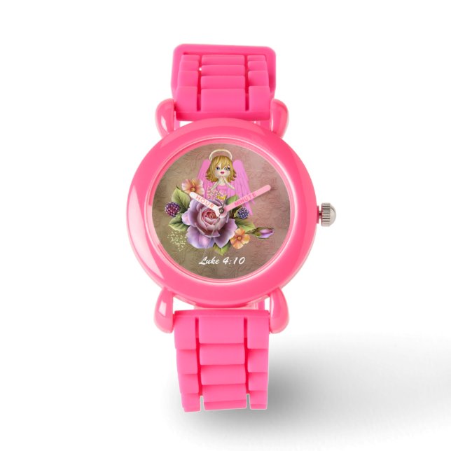 Angels Charge Over You Pink Glitter Watch (Front)