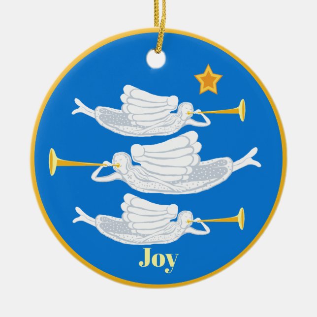 Angels Christmas Ceramic Ornament (Front)