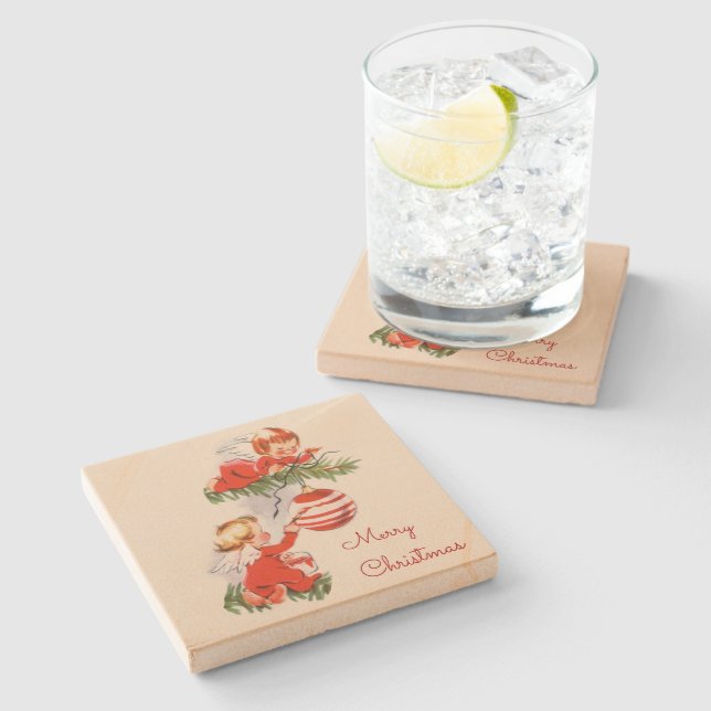 Angels Decorating the Christmas Tree Coaster (Side)