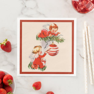 Angels Decorating the Christmas Tree Napkin