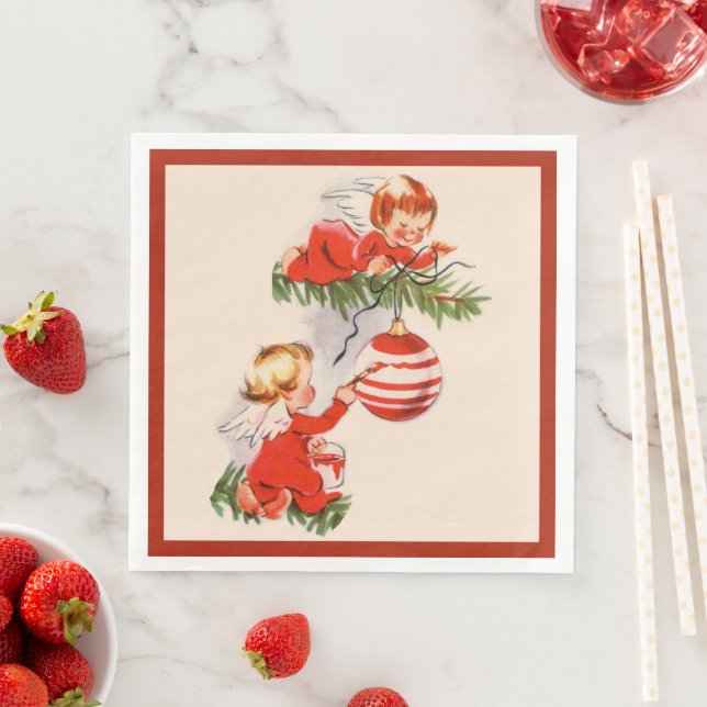 Angels Decorating the Christmas Tree Napkin (Insitu)
