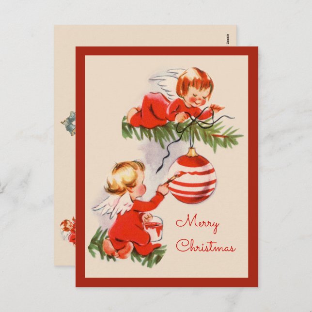 Angels Decorating the Christmas Tree Postcard (Front/Back)