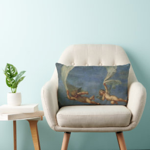 Angels Detail from Adonis Led by Cupids by Albani Lumbar Cushion
