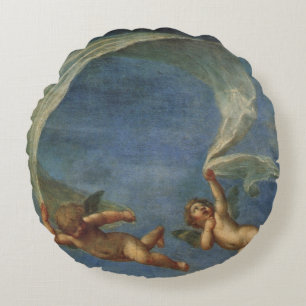 Angels Detail from Adonis Led by Cupids by Albani Round Cushion