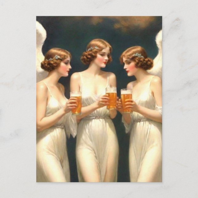 Angels Drinking Beer Postcard (Front)