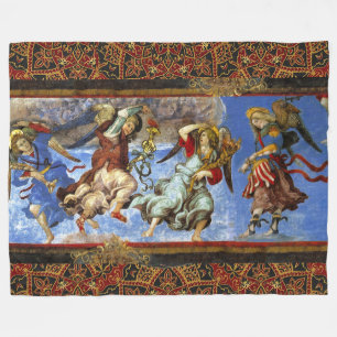 Angels From Assumption and Annunciation by Lippi Fleece Blanket