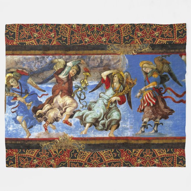 Angels From Assumption and Annunciation by Lippi Fleece Blanket (Front (Horizontal))