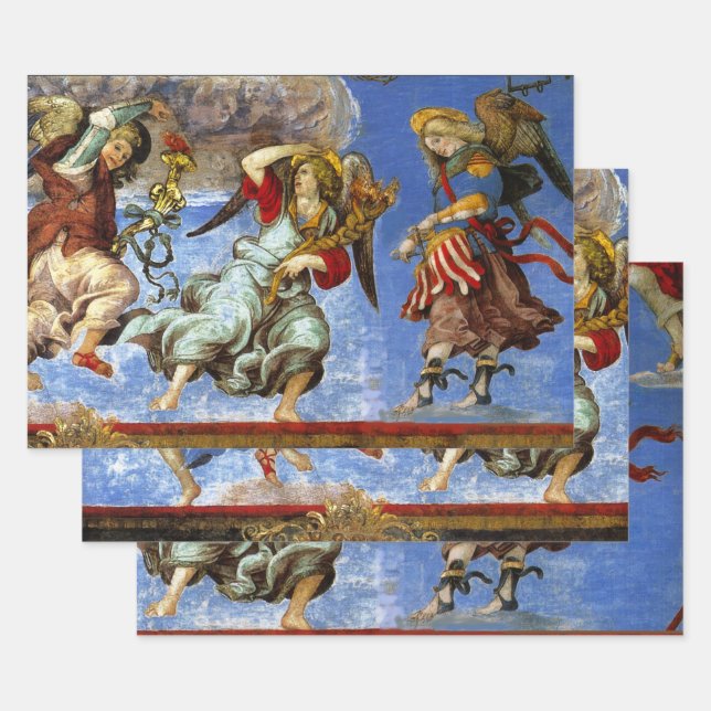  Angels From Assumption and Annunciation by Lippi Wrapping Paper Sheet (Set)