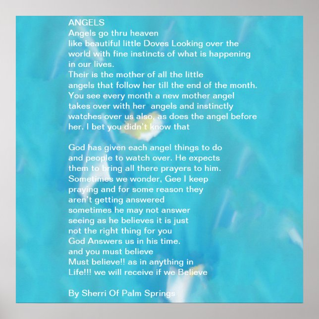 Angels Go Through Heaven Poem Poster (Front)