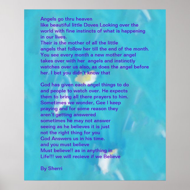 Angels Go Through Heaven Poem Poster (Front)