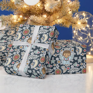 Angels In Blue Wrapping Paper