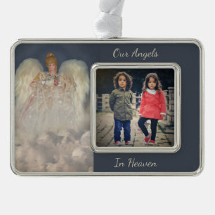 Angels In Heaven Traditional Memorial Tribute Silver Plated Framed Ornament