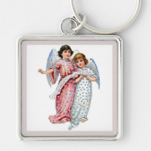 Angels In Pink And Blue Key Ring
