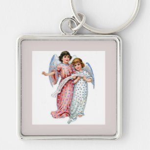 Angels In Pink And Blue Key Ring