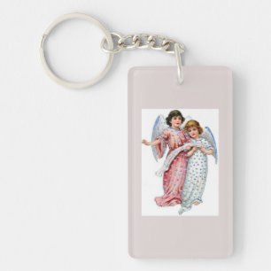 Angels In Pink And Blue  Key Ring