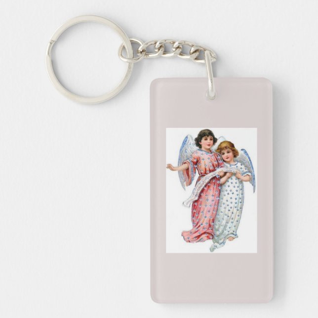 Angels In Pink And Blue  Key Ring (Front)