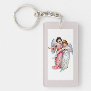 Angels In Pink And Blue Key Ring