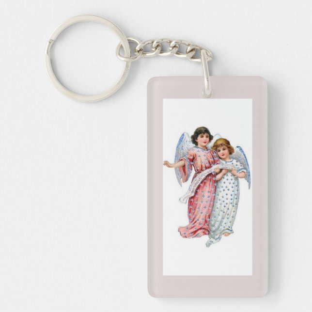Angels In Pink And Blue  Key Ring (Front)