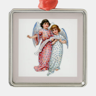 Angels In Pink And Blue  Metal Ornament