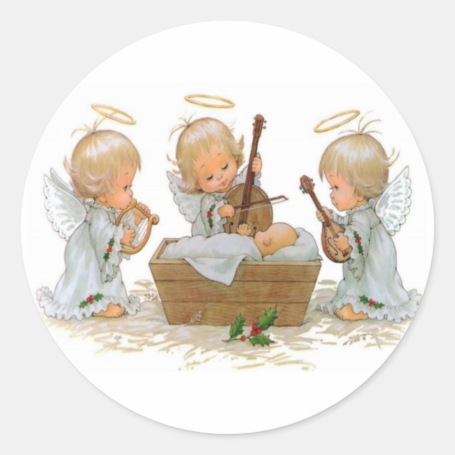 Angels in the Manger Sticker (Front)