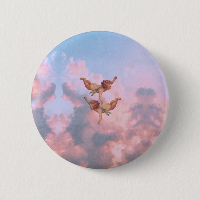 Angels in the sky 6 cm round badge (Front)